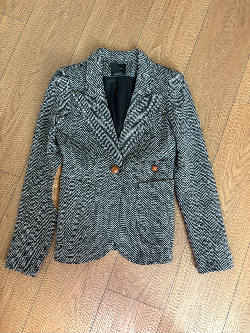 Smythe Black & White Herringbone Tailored Blazer